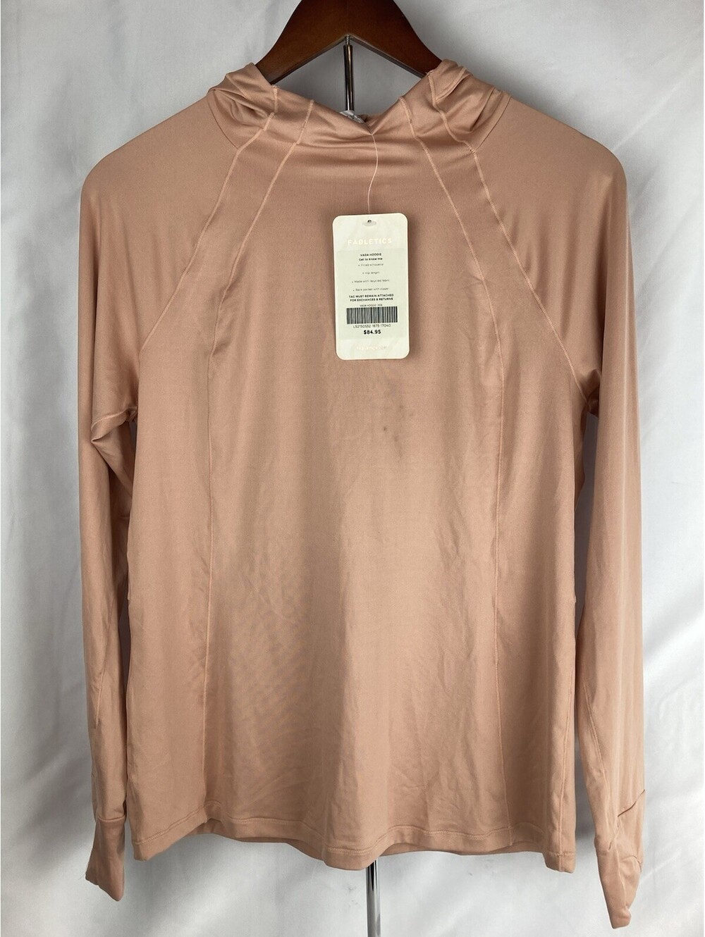 New Womens Size M Fabletics Vada Hoodie Mauve Brown Pullover Long Sleeve Workout